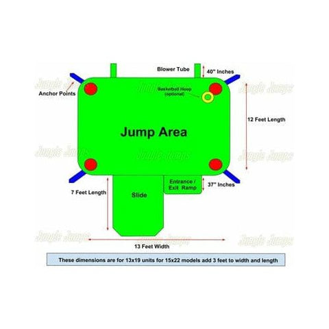 Jungle Jumps Inflatable Bouncers 15'H USA Front Slide Combo by Jungle Jumps 781880288657 CO-1066-B 15'H USA Front Slide Combo by Jungle Jumps SKU #CO-1066-B