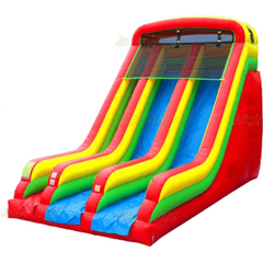 18'H Cheerful Double Lane Slide by Jungle Jumps