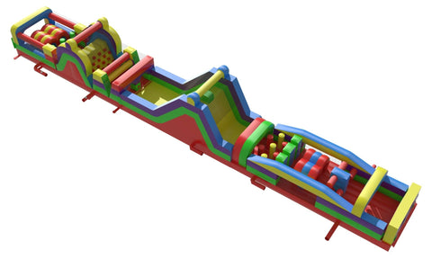 Save on Inflatable 90' Retro MEGA 3-Piece Obstacle Course Climb