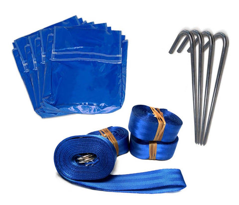 Inflatable Accessories Trio - Sand Bags, Steel Hook Stakes, Nylon Web Strapping 10 Packs