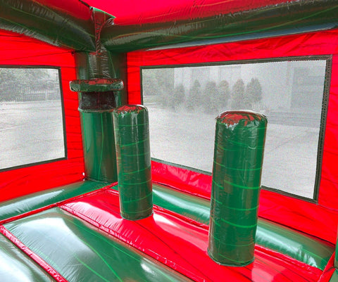 Kids Red Marble Double Lane Slide Combo with Blower