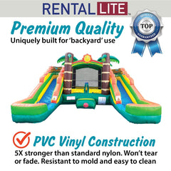 Rental Lite Tropical Inflatable Double Water Slide Bounce House with Blower