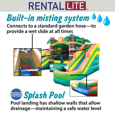 Rental Lite Tropical Inflatable Double Water Slide Bounce House with Blower