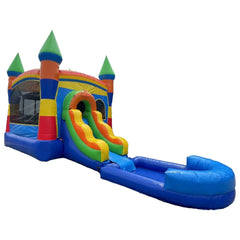 Rental Lite Rainbow Castle Bounce House Slide Combo with Wet Pool Attachment