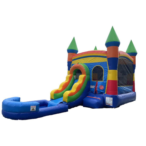 Rental Lite Rainbow Castle Bounce House Slide Combo with Wet Pool Attachment