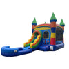 Image of Rental Lite Rainbow Castle Bounce House Slide Combo with Wet Pool Attachment