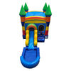 Image of Rental Lite Rainbow Castle Bounce House Slide Combo with Wet Pool Attachment