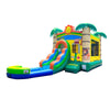 Image of Rental Lite Tropical Jungle Castle Smiley Face Bounce House Slide Combo with Wet Pool Attachment