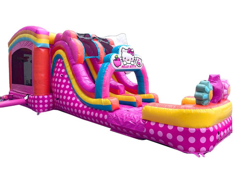 Hello Kitty® Commercial Double Lane Water Slide Bounce House with Blower by POGO Bounce House