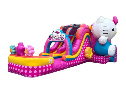 Hello Kitty® Commercial Double Lane Water Slide Bounce House with Blower by POGO Bounce House