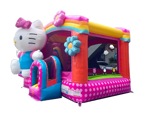 Hello Kitty® Commercial Double Lane Water Slide Bounce House with Blower by POGO Bounce House