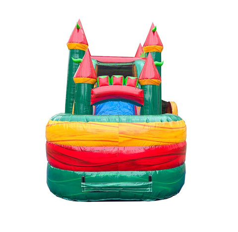 Mega Fire Marble Water Slide Bounce House Combo with Blower and Detachable Pool