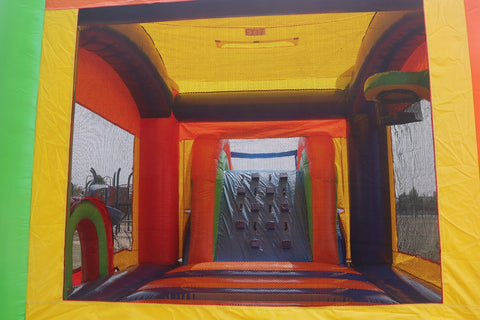 Mega Rainbow Water Slide Bounce House Combo with Blower