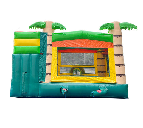 Modular Tropical Water Slide Bounce House Combo with Detachable Pool and Blower