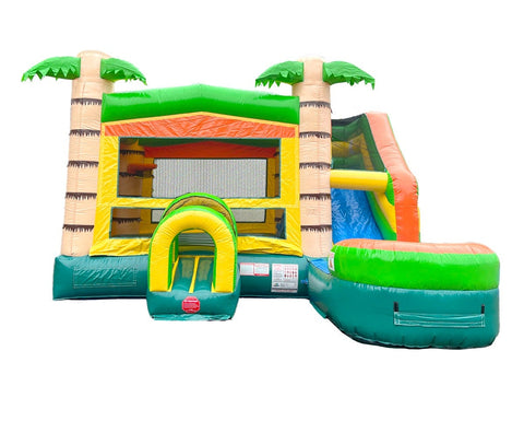 Modular Tropical Water Slide Bounce House Combo with Detachable Pool and Blower