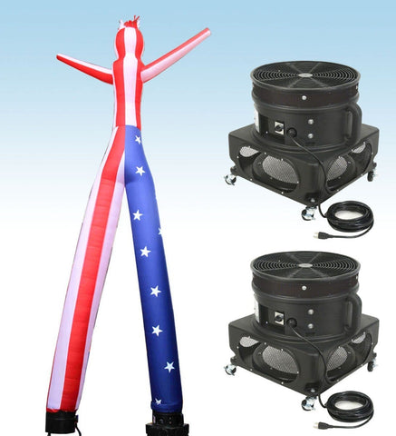 18' Inflatable Tube Man with Blower - US Flag 2 Leg
