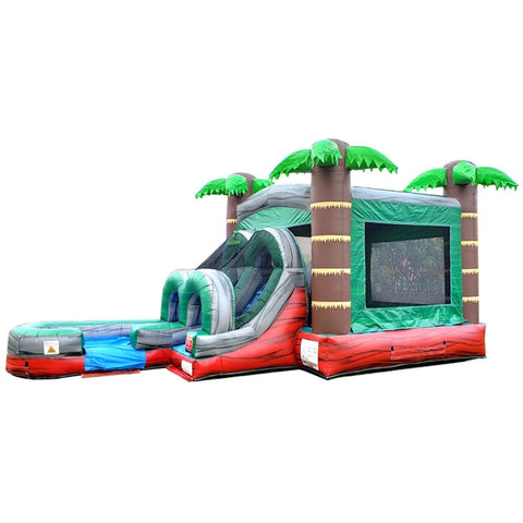 Kids Tropical Red Marble Water Slide Bounce House Combo with Blower