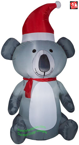 6.5' Gemmy Airblown Inflatable Christmas Koala Bear Wearing Santa Hat