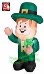3.5' Gemmy Airblown Inflatable St. Patrick's Day Leprechaun Standing Holding Shamrock