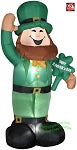 6' Gemmy Airblown Inflatable St. Patrick's Day Leprechaun Standing Holding  Shamrock Sign