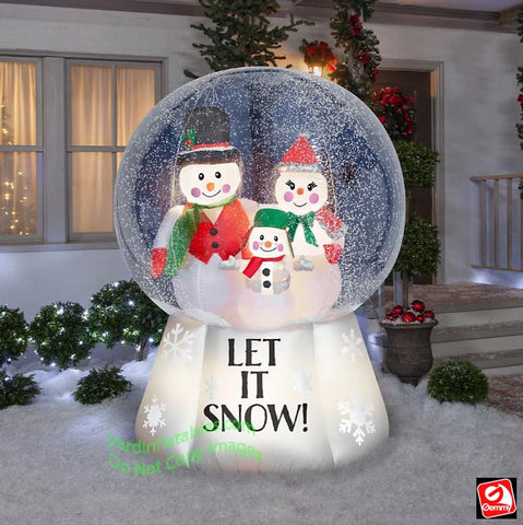 6' Gemmy Airblown Inflatable Christmas LET IT SNOW Snowman Family Snow Globe Scene