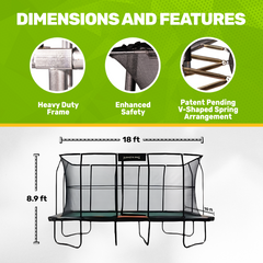 JumpKing Pro-Series 10'x18' Rectangle Trampoline - Outdoor/Indoor Recreational Trampoline with Enclosure Net - Professional Trampoline, Perfect Gift for Kids, Adults, Family for Fun & Fitness