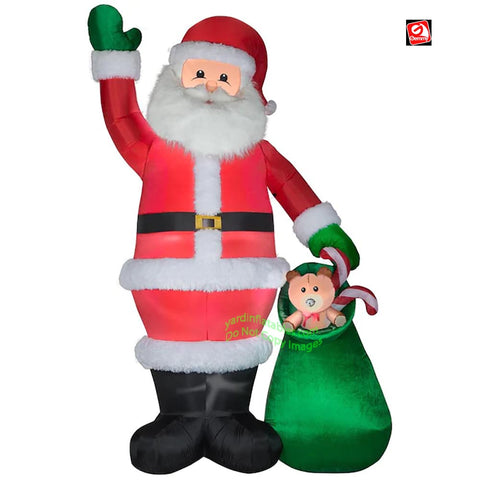 9' Gemmy Airblown Inflatable Mixed Media Luxe Santa Claus w/ Gift Sack