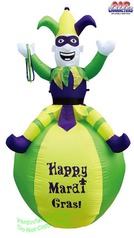 7' Inflatable Mardi Gras Jester On Ball