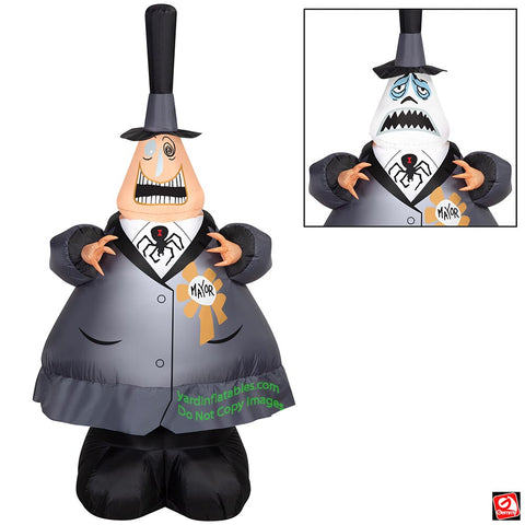 7' Gemmy Airblown Animated Inflatable Nightmare Before Christmas Mayor w/ Rotating Head