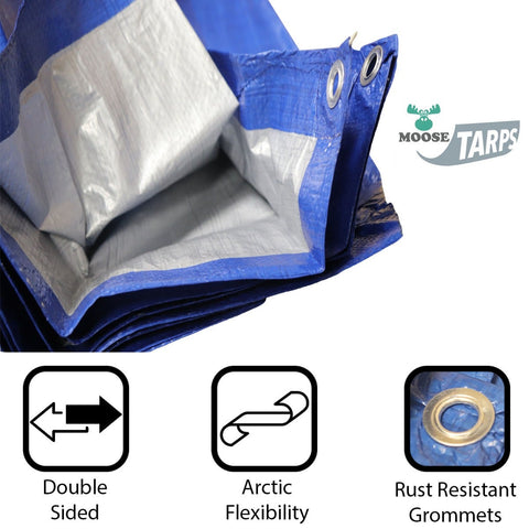 12' x 20' Blue & Silver Multi-Purpose Water Resistant Poly Tarp Cover