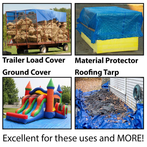 12' x 20' Blue & Silver Multi-Purpose Water Resistant Poly Tarp Cover