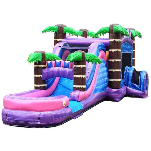 Mega Tropical Purple Marble Water Slide Bounce House Combo with Blower
