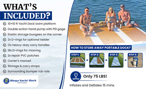 Mega Yacht Dock 10 x 10 ft Inflatable Water Island Platform