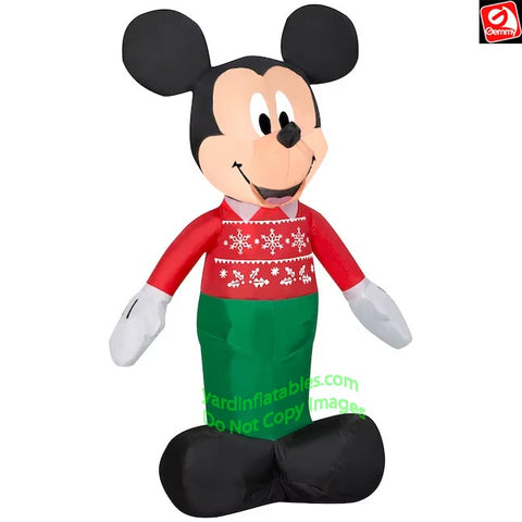 3.5' Gemmy Airblown Disney's Mickey Mouse in Christmas Holiday Outfit
