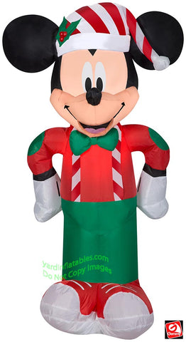 3.5' Gemmy Airblown Inflatable Christmas Disney Mickey Mouse In Holiday Outfit