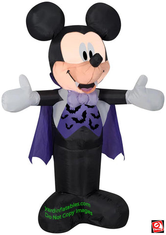 3 1/2' Gemmy Airblown Inflatable Halloween Mickey Mouse In Vampire Costume