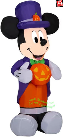3.5' Gemmy Airblown Inflatable Halloween Mickey Mouse as Vampire w/ Pumpkin