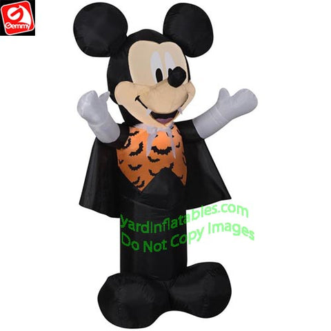 3 1/2' Gemmy Airblown Inflatable Mickey Mouse Dressed As Vampire With Cape
