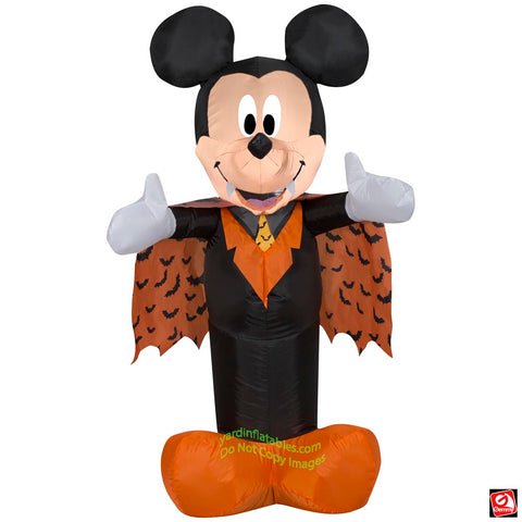 3.5' Gemmy Airblown Inflatable Halloween Disney MICKEY Mouse In Orange Vampire Costume