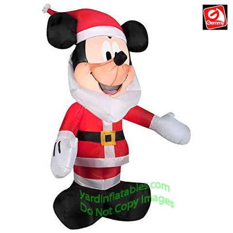 3.5' Gemmy Christmas Mickey Mouse With Santa Beard
