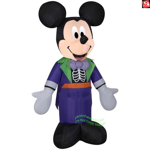 3.5' Gemmy Airblown Disney's Mickey Mouse in Purple Skeleton Costume