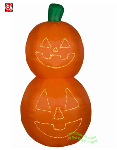5.5' Gemmy Airblown Inflatable Halloween 2 Pumpkin Stack w/ Micro-LEDs