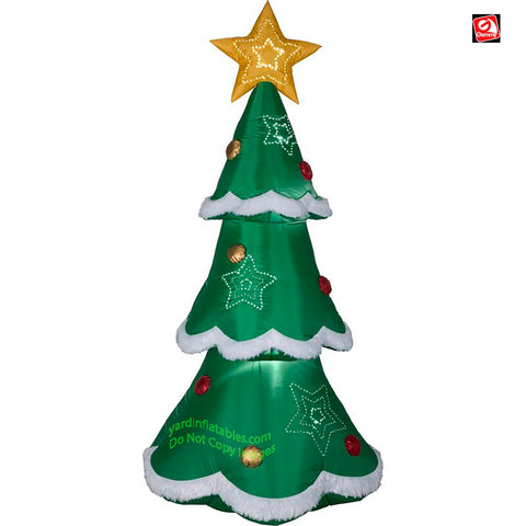 7 1/2' Gemmy Airblown Inflatable Mixed Media Green Christmas Tree w/ Christmas Star w/ Micro LEDs