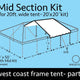 20' x 20' Single Tube Sectional West Coast Frame Tent Top Mid Section Kit