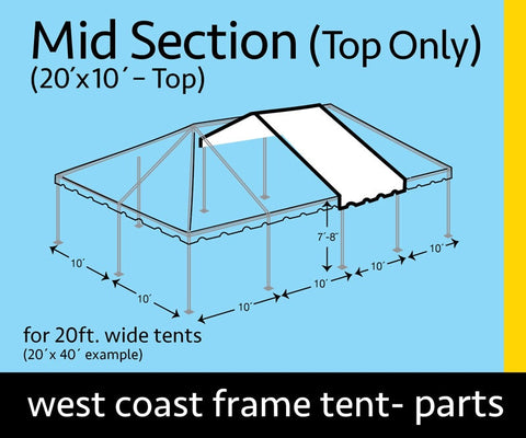20' x 10' Sectional West Coast Frame Mid Section Extender Top