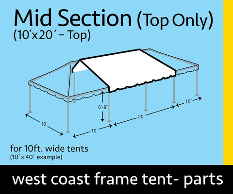 10' x 20' West Coast Tent Top Mid Section Top