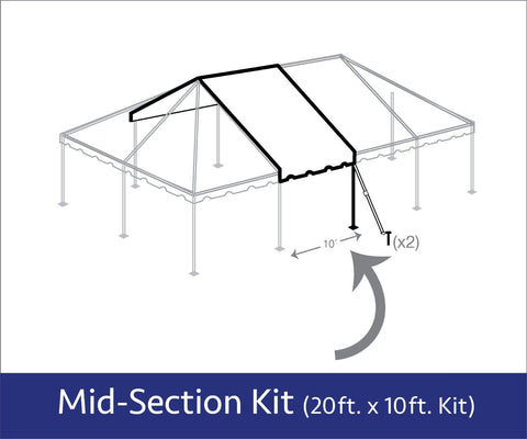20' x 10' Single Tube Sectional West Coast Frame Tent Top Mid Section Kit