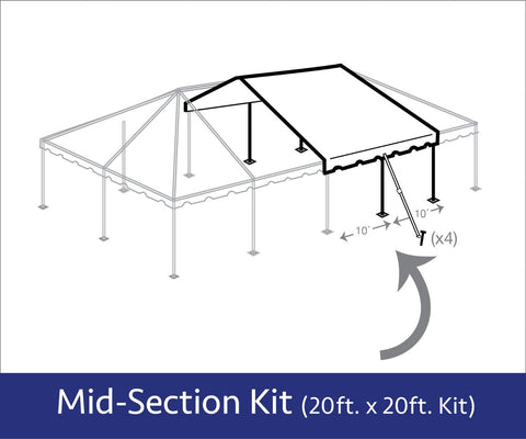 20' x 20' Single Tube Sectional West Coast Frame Tent Top Mid Section Kit