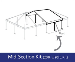 20' x 20' Single Tube Sectional West Coast Frame Tent Top Mid Section Kit