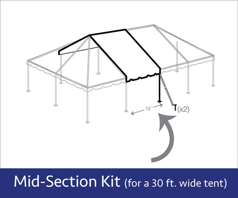 30' x 15' West Coast Frame Single Tube Mid Extension Kit